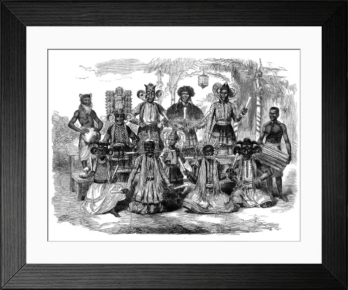 Framed Print : Native performance, called Hobson Jobson, on the festival of the Cingalese New Year, 1870. Creator: Unknown Framed Print : Native performance, called Hobson Jobson, on the festival of the Cingalese New Year, 1870. Creator: Unknown