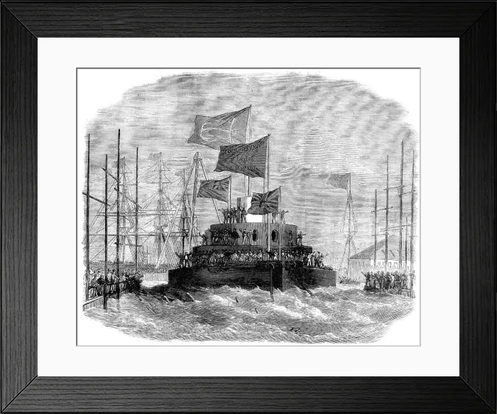 Framed Print : Launch of H.M.S. Cyclops at Blackwall, 1871. Creator: Unknown Framed Print : Launch of H.M.S. Cyclops at Blackwall, 1871. Creator: Unknown