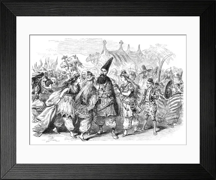 Framed Print : Christmas Pantomimes and Burlesques: scene from Beauty and the Beast at Drury-Lane Theatre, 1870. Creator: Unknown