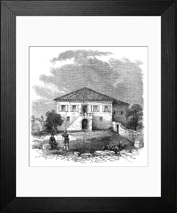Framed Print : House at Oropos where the Englishmen were confined, 1870. Creator: Unknown Framed Print : House at Oropos where the Englishmen were confined, 1870. Creator: Unknown