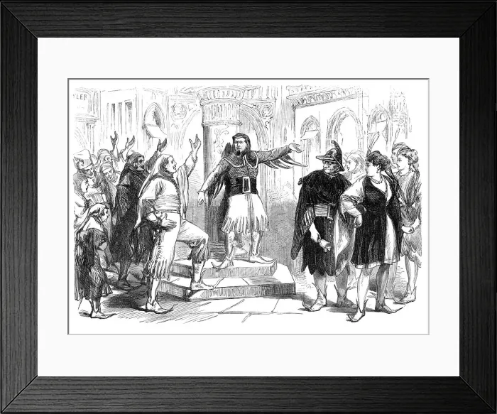 Framed Print : Christmas Pantomimes and Burlesques: scene from Wat Tyler, at the Gaiety Theatre, 1870. Creator: Unknown Framed Print : Christmas Pantomimes and Burlesques: scene from Wat Tyler, at the Gaiety Theatre, 1870. Creator: Unknown