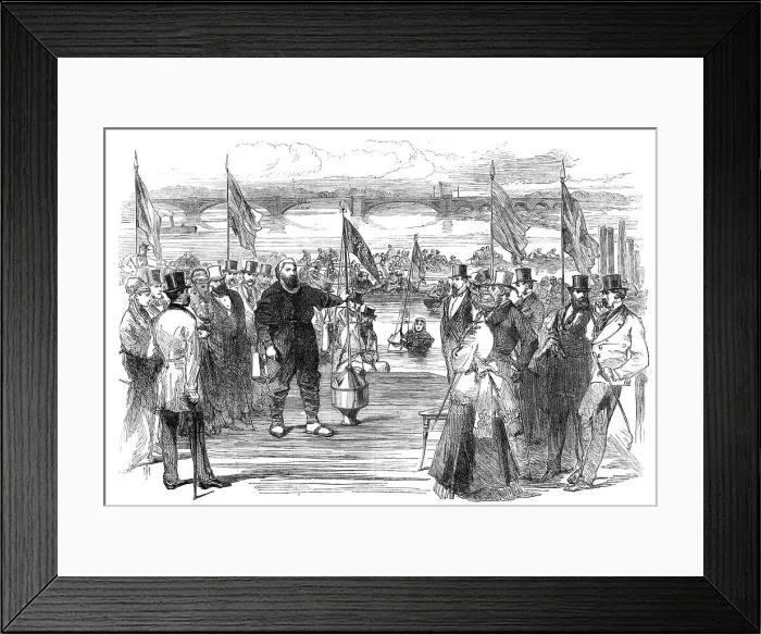 Framed Print : Experiments with new life-saving apparatus on the Thames, 1869. Creator: Unknown Framed Print : Experiments with new life-saving apparatus on the Thames, 1869. Creator: Unknown