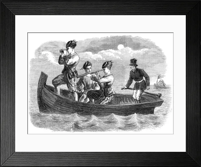 Framed Print : Christmas Pantomimes and Burlesques: scene from Lord Bateman, at the Globe Theatre, 1870. Creator: Unknown Framed Print : Christmas Pantomimes and Burlesques: scene from Lord Bateman, at the Globe Theatre, 1870. Creator: Unknown