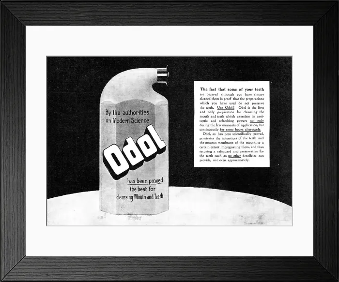 Framed Print : Odol has been proved the best for cleansing Mouth and Teeth, 1909. Creator: Unknown Framed Print : Odol has been proved the best for cleansing Mouth and Teeth, 1909. Creator: Unknown