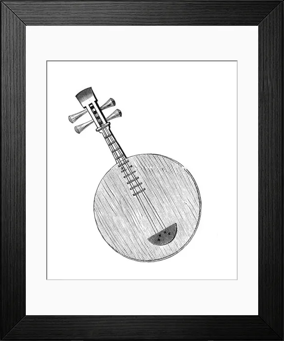 Framed Print : Musical Instruments in the South Kensington Museum: Chinese Yue-kin, or Moon Guitar, 1870. Creator: Unknown Framed Print : Musical Instruments in the South Kensington Museum: Chinese Yue-kin, or Moon Guitar, 1870. Creator: Unknown