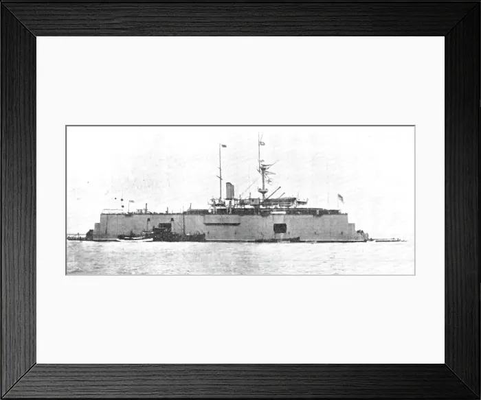 Framed Print : A battle-ship docked on the water: H.M.S. Sans Pareil on a floating-dock in the Tyne, 1909. Creator: L.N.A Framed Print : A battle-ship docked on the water: H.M.S. Sans Pareil on a floating-dock in the Tyne, 1909. Creator: L.N.A