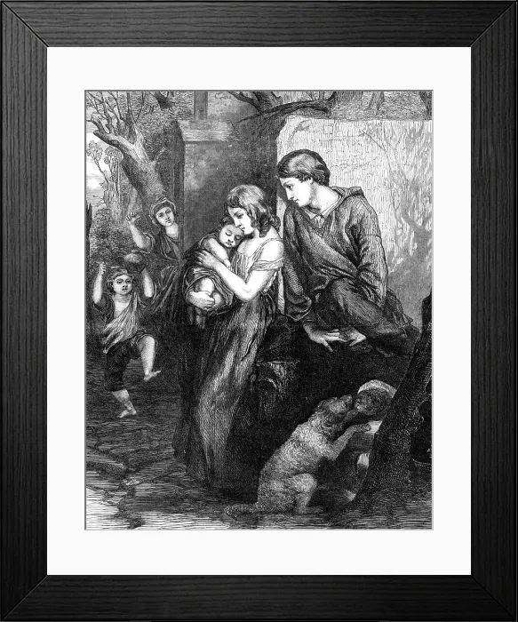 Framed Print : First Love, by Mulready, 1870. Creator: Unknown Framed Print : First Love, by Mulready, 1870. Creator: Unknown