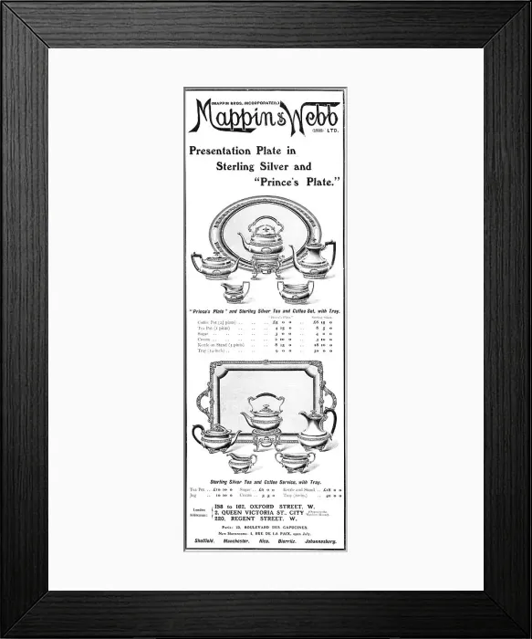 Framed Print : Mappin & Webb; Presentation Plate in Sterling Silver and Prince's Plate, 1909. Creator: Unknown Framed Print : Mappin & Webb; Presentation Plate in Sterling Silver and Prince's Plate, 1909. Creator: Unknown