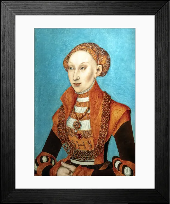 Framed Print : Portrait of Princess Sibylle of Cleves (1512-1554), c1531. Creator: Cranach; Lucas; the Elder (1472-1553) Framed Print : Portrait of Princess Sibylle of Cleves (1512-1554), c1531. Creator: Cranach; Lucas; the Elder (1472-1553)