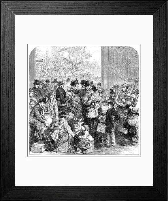 Framed Print : Emigrants by the ship Ganges departing for Canada, 1870. Creator: Unknown Framed Print : Emigrants by the ship Ganges departing for Canada, 1870. Creator: Unknown