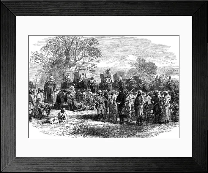 Framed Print : A tiger-hunting party in India: preparing to start, 1870. Creator: Unknown Framed Print : A tiger-hunting party in India: preparing to start, 1870. Creator: Unknown