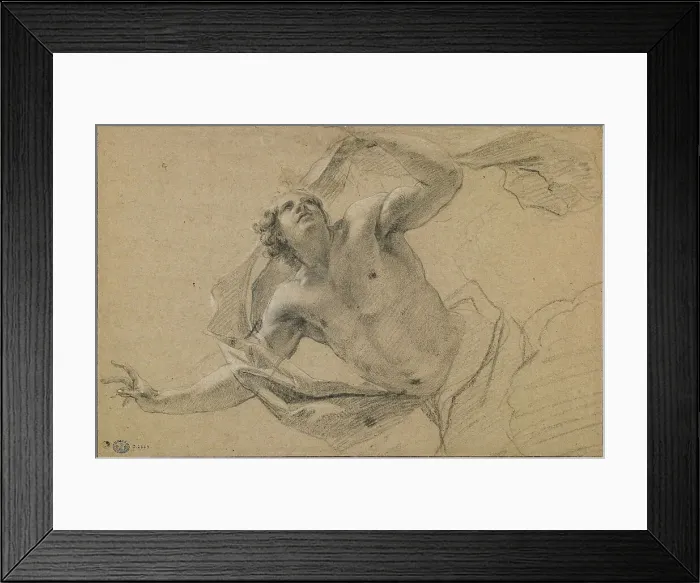 Framed Print : Study for the figure of Zephyr, c1639. Creator: Vouet; Simon (1590-1649) Framed Print : Study for the figure of Zephyr, c1639. Creator: Vouet; Simon (1590-1649)