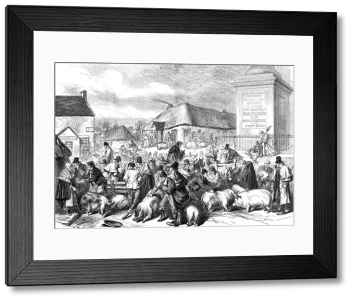 Framed Print : Sketches from Ireland: the Pig Fair at Trim, County Meath, 1870. Creator: Unknown Framed Print : Sketches from Ireland: the Pig Fair at Trim, County Meath, 1870. Creator: Unknown