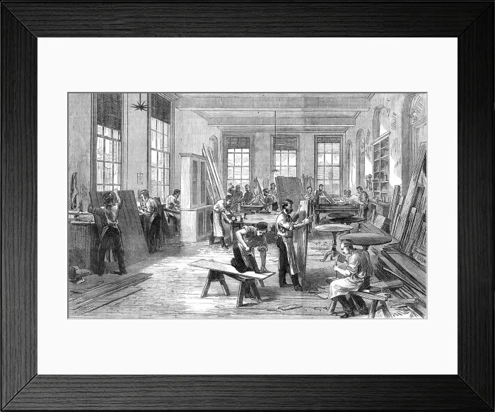 Framed Print : The Guards Institute, Vauxhall-Bridge-Road: the Carpenters Shop, 1869. Creator: Unknown Framed Print : The Guards Institute, Vauxhall-Bridge-Road: the Carpenters Shop, 1869. Creator: Unknown