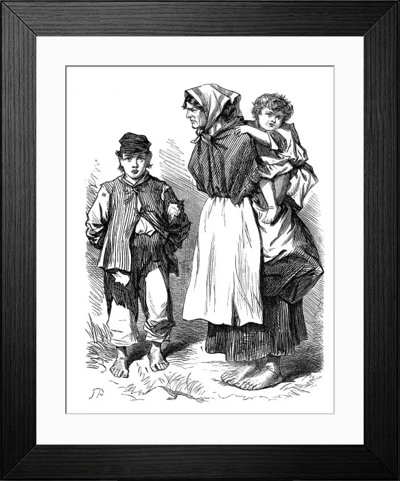 Framed Print : Sketches from Ireland: inhabitants of a bog village, near Castlereagh, 1870. Creator: Unknown Framed Print : Sketches from Ireland: inhabitants of a bog village, near Castlereagh, 1870. Creator: Unknown