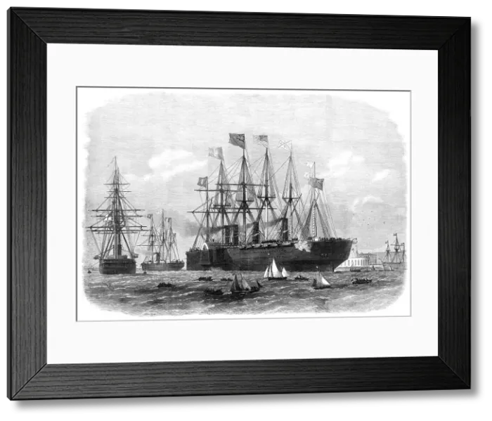 Framed Print : The Great Eastern steam-ship leaving Sheerness with the French Atlantic Cable, 1869. Creator: Unknown Framed Print : The Great Eastern steam-ship leaving Sheerness with the French Atlantic Cable, 1869. Creator: Unknown