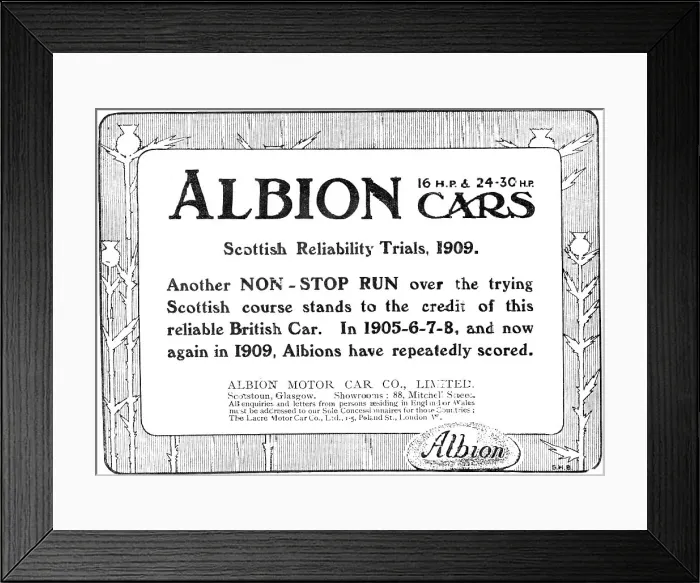 Framed Print : Albion Cars, 1909. Creator: Unknown Framed Print : Albion Cars, 1909. Creator: Unknown