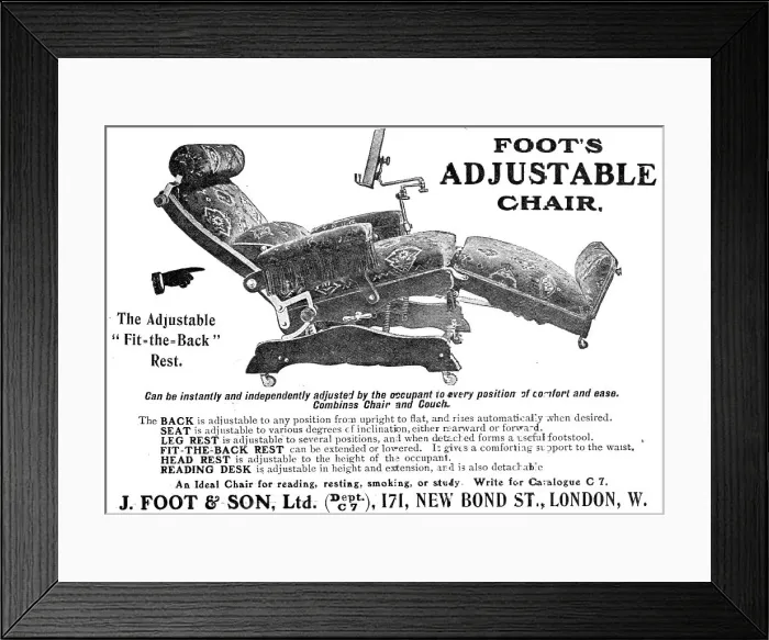 Framed Print : Foot's Adjustable Chair, 1909. Creator: Unknown Framed Print : Foot's Adjustable Chair, 1909. Creator: Unknown