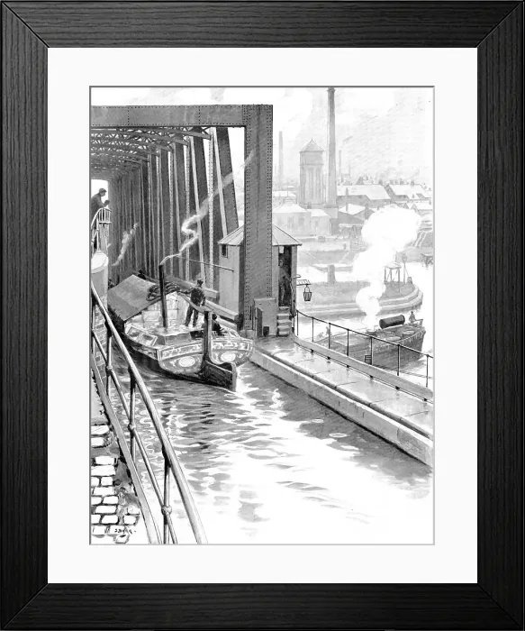 Framed Print : Water spanned by water: the Bridgewater Canal crossing the Manchester Ship Canal, 1909. Creator: Samuel Begg Framed Print : Water spanned by water: the Bridgewater Canal crossing the Manchester Ship Canal, 1909. Creator: Samuel Begg