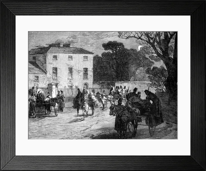 Framed Print : Sketches from Ireland: police starting at midnight to make arrests, 1870. Creator: Unknown Framed Print : Sketches from Ireland: police starting at midnight to make arrests, 1870. Creator: Unknown