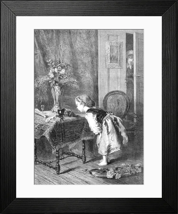 Framed Print : What Can It Be? by Madame Thuillier, 1870. Creator: Unknown Framed Print : What Can It Be? by Madame Thuillier, 1870. Creator: Unknown