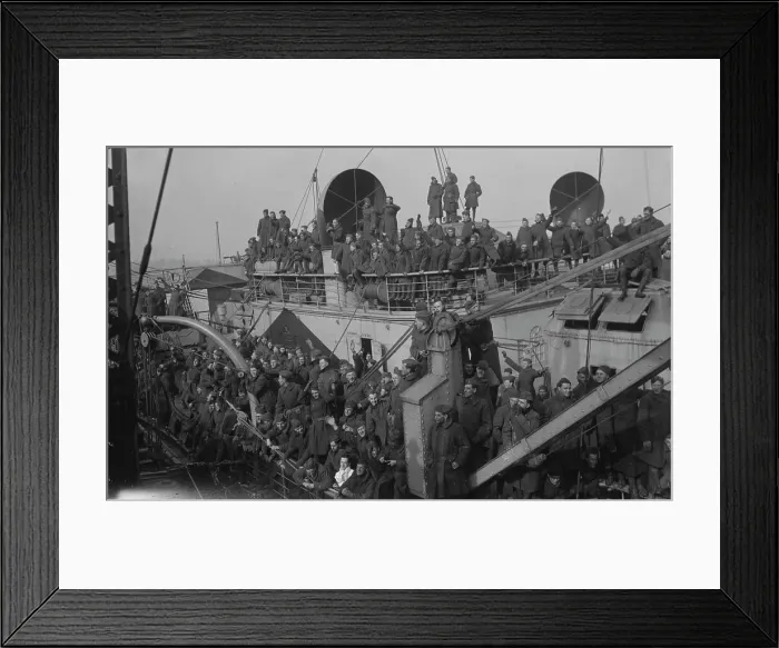 Framed Print : Aviators on RMS Mauretania, 1918. Creator: Bain News Service Framed Print : Aviators on RMS Mauretania, 1918. Creator: Bain News Service