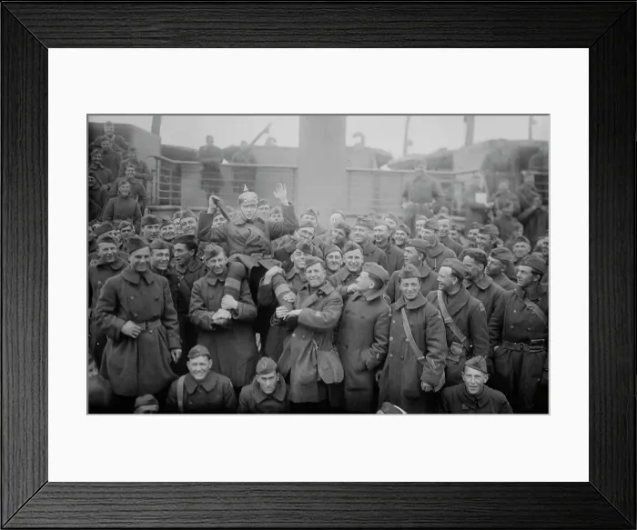Framed Print : 77th Boys on AQUITANIA, between c1915 and c1920. Creator: Bain News Service Framed Print : 77th Boys on AQUITANIA, between c1915 and c1920. Creator: Bain News Service