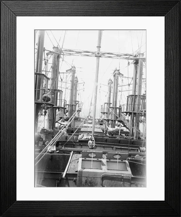 Framed Print : Cranes on SS Milazzo, 1916. Creator: Bain News Service Framed Print : Cranes on SS Milazzo, 1916. Creator: Bain News Service