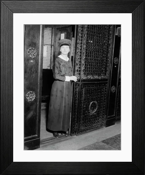 Framed Print : Elevator girl, Martha Washington Hotel, between c1915 and c1920. Creator: Bain News Service Framed Print : Elevator girl, Martha Washington Hotel, between c1915 and c1920. Creator: Bain News Service