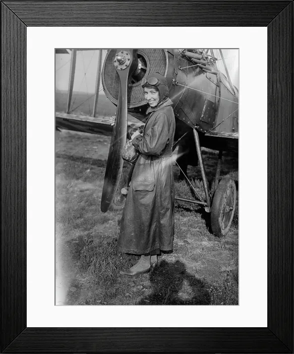 Framed Print : Katherine Stinson with her biplane, between c1915 and c1920. Creator: Bain News Service Framed Print : Katherine Stinson with her biplane, between c1915 and c1920. Creator: Bain News Service