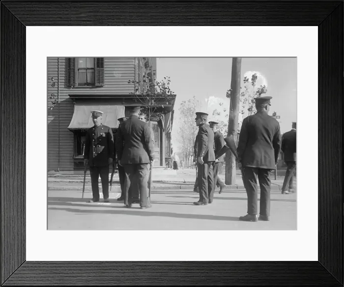 Framed Print : Patrol / Bayonne strike, (1916?). Creator: Bain News Service Framed Print : Patrol / Bayonne strike, (1916?). Creator: Bain News Service