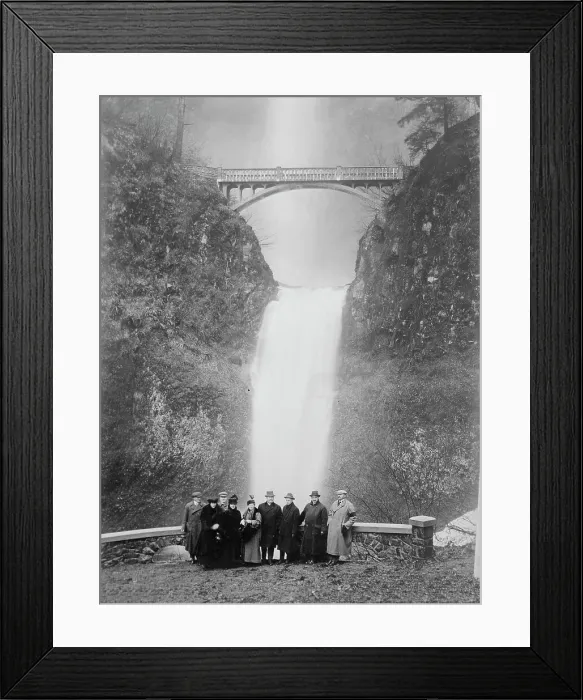 Framed Print : N.Y. tourists (French, Vanderbilt party) at Multnomah Falls, 1916. Creator: Bain News Service Framed Print : N.Y. tourists (French, Vanderbilt party) at Multnomah Falls, 1916. Creator: Bain News Service