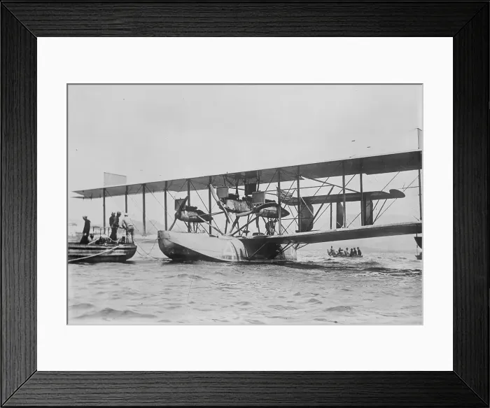 Framed Print : NC-4 being towed, Ponto Delgado [i.e. Ponta Delgada], 1919. Creator: Bain News Service