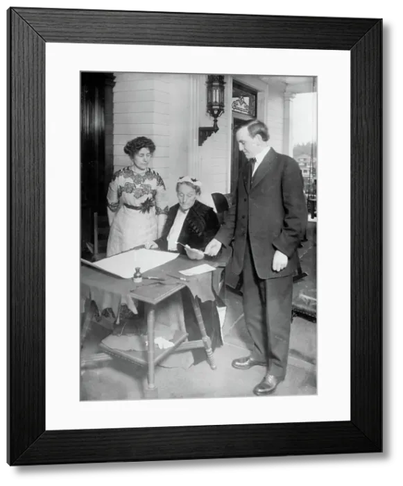 Framed Print : Mrs. Coe, Mrs. Duniway, Gov. West, between c1910 and c1915. Creator: Bain News Service Framed Print : Mrs. Coe, Mrs. Duniway, Gov. West, between c1910 and c1915. Creator: Bain News Service