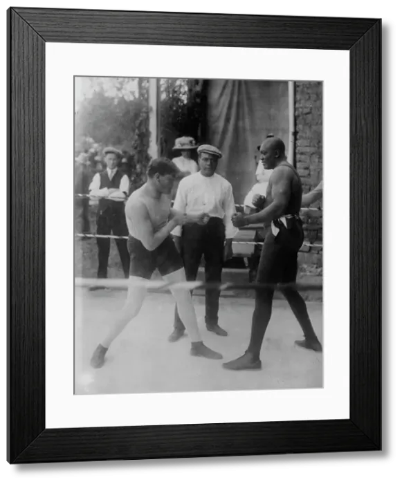Framed Print : Marty Cutler, Burns, Jack Johnson, between c1910 and c1915. Creator: Bain News Service Framed Print : Marty Cutler, Burns, Jack Johnson, between c1910 and c1915. Creator: Bain News Service