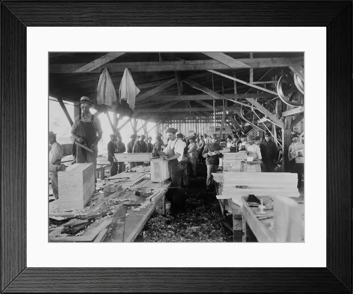 Framed Print : Making buoyancy boxes, between c1915 and c1920. Creator: Bain News Service Framed Print : Making buoyancy boxes, between c1915 and c1920. Creator: Bain News Service