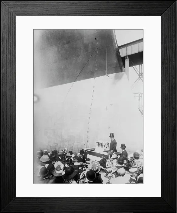 Framed Print : Launching of TEXAS - Secy Meyer [and] Claudia Lyon, 1912. Creator: Bain News Service
