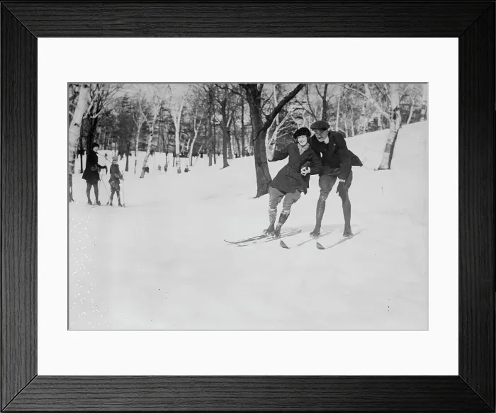 Framed Print : Learning to ski, Quebec, between c1915 and c1920. Creator: Bain News Service Framed Print : Learning to ski, Quebec, between c1915 and c1920. Creator: Bain News Service