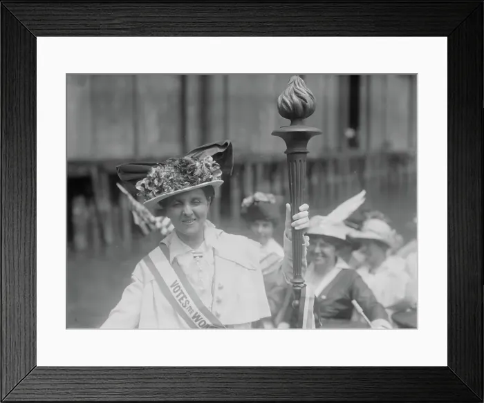 Framed Print : Mrs. Van Winkle and Suffrage torch, between c1910 and c1915. Creator: Bain News Service Framed Print : Mrs. Van Winkle and Suffrage torch, between c1910 and c1915. Creator: Bain News Service