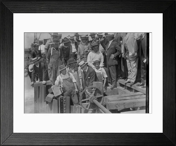 Framed Print : Mayor Mitchel opens gates, between c1915 and c1920. Creator: Bain News Service Framed Print : Mayor Mitchel opens gates, between c1915 and c1920. Creator: Bain News Service