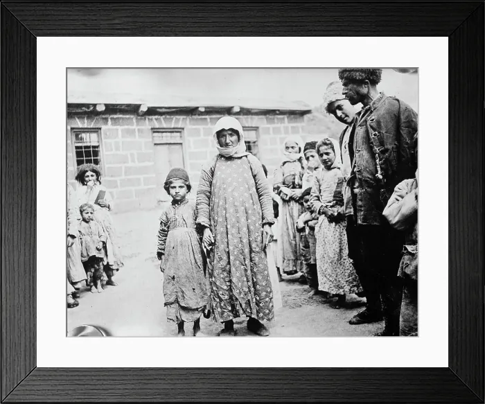 Framed Print : Refugees leaving hospital, between c1915 and c1920. Creator: Bain News Service Framed Print : Refugees leaving hospital, between c1915 and c1920. Creator: Bain News Service
