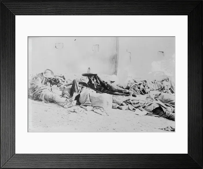 Framed Print : Weary and wounded rebels, Lerdo, 1914. Creator: Bain News Service Framed Print : Weary and wounded rebels, Lerdo, 1914. Creator: Bain News Service