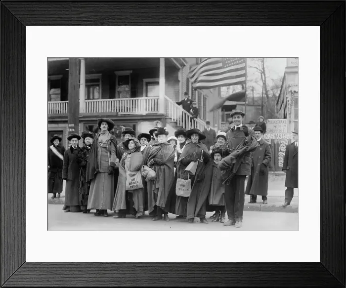 Framed Print : Suffrage hike to Albany, 1 / 1 / 14, 1914. Creator: Bain News Service Framed Print : Suffrage hike to Albany, 1 / 1 / 14, 1914. Creator: Bain News Service