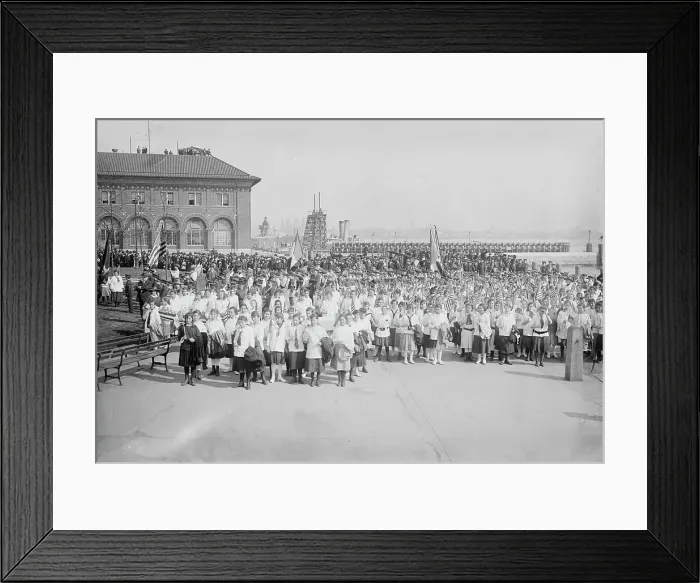 Framed Print : Raising N.Y.City's flag, 1916. Creator: Bain News Service Framed Print : Raising N.Y.City's flag, 1916. Creator: Bain News Service