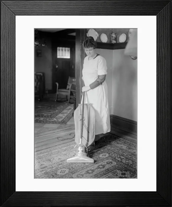 Framed Print : Dunlap vacuuming, between c1915 and c1920. Creator: Bain News Service Framed Print : Dunlap vacuuming, between c1915 and c1920. Creator: Bain News Service