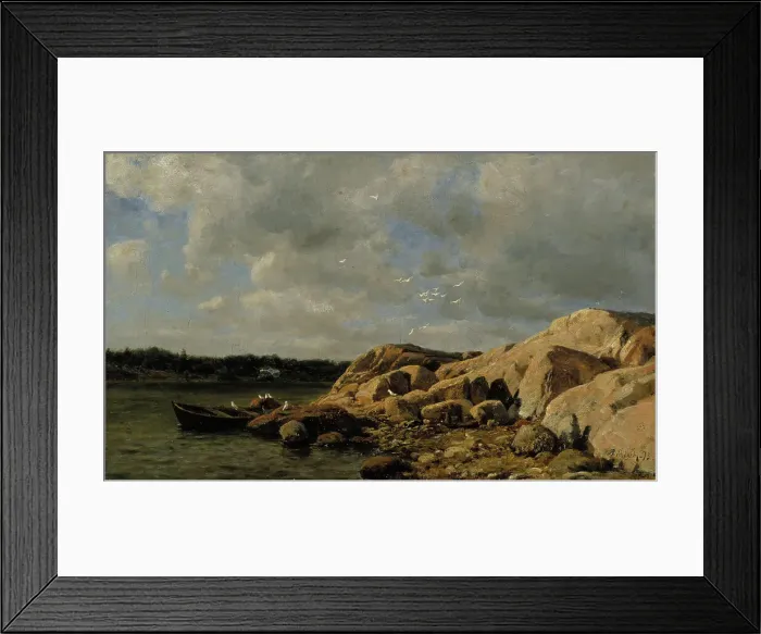 Framed Print : Beach landscape from the Bohuslän archipelago, 1875. Creator: Berndt Lindholm Framed Print : Beach landscape from the Bohuslän archipelago, 1875. Creator: Berndt Lindholm