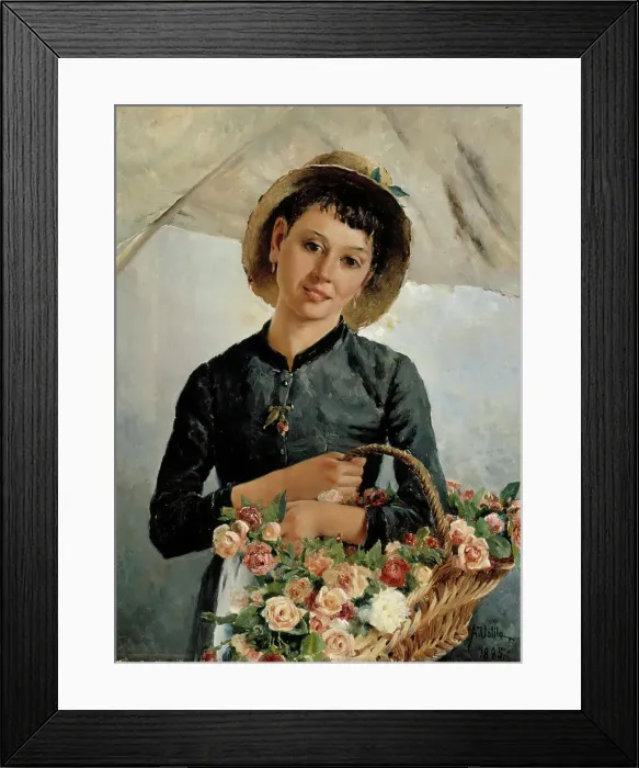 Framed Print : Flower Girl, 1885. Creator: Aukusti Uotila Framed Print : Flower Girl, 1885. Creator: Aukusti Uotila