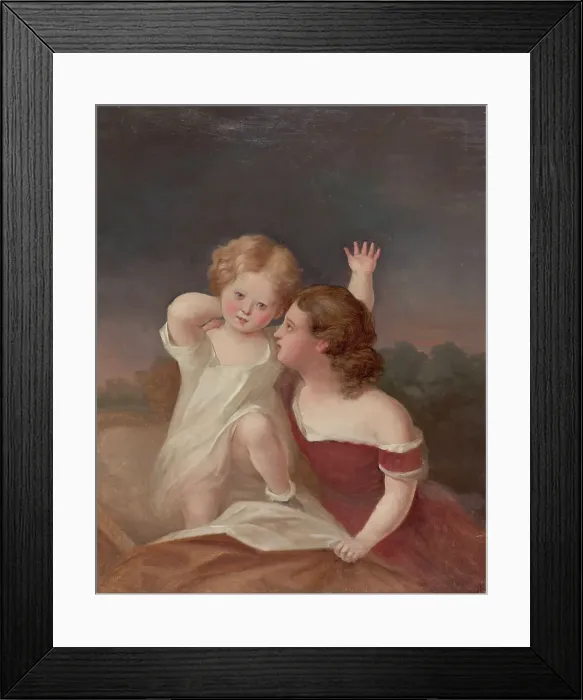 Framed Print : A Child and a Young Girl, Portrait Sketch. Creator: Berndt Godenhjelm Framed Print : A Child and a Young Girl, Portrait Sketch. Creator: Berndt Godenhjelm