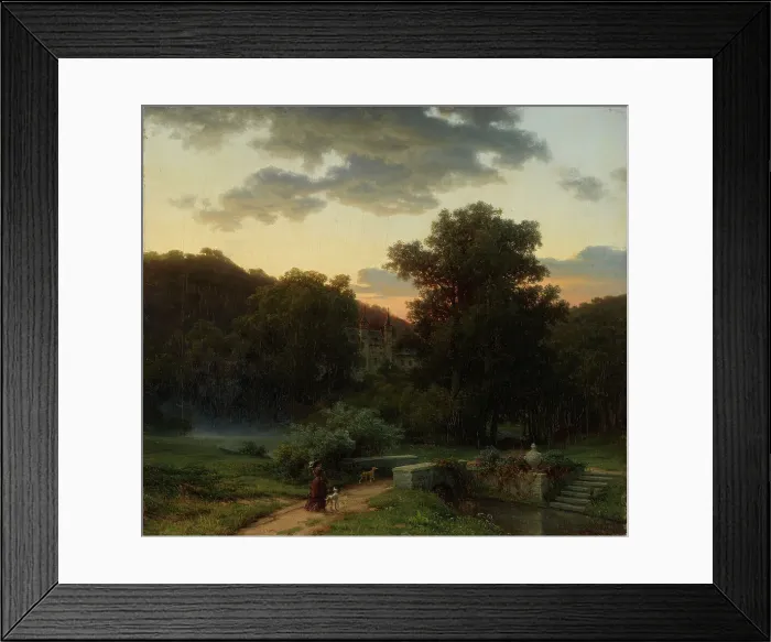 Framed Print : German Castle Park at Sunset, 1856. Creator: Werner Holmberg Framed Print : German Castle Park at Sunset, 1856. Creator: Werner Holmberg