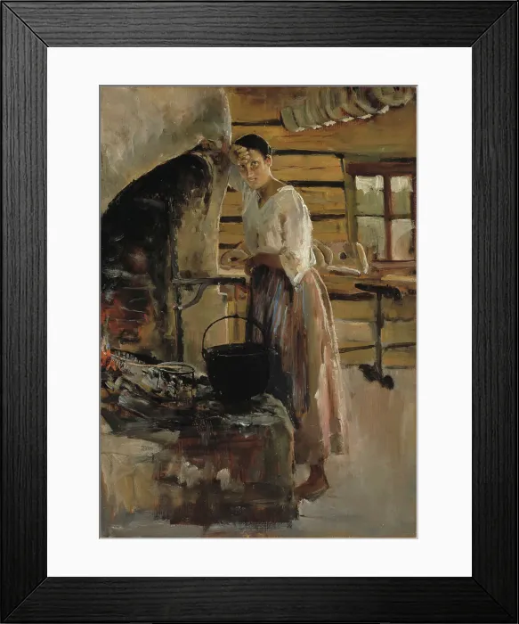 Framed Print : Woman Cooking Whitefish; Woman grilling fish, 1886. Creator: Akseli Gallen-Kallela Framed Print : Woman Cooking Whitefish; Woman grilling fish, 1886. Creator: Akseli Gallen-Kallela